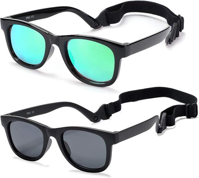 COASION Bendable Flexible Polarized Newborn Baby Sunglasses with Strap for Infant Boys Girls Age 0-12 Months CA8042