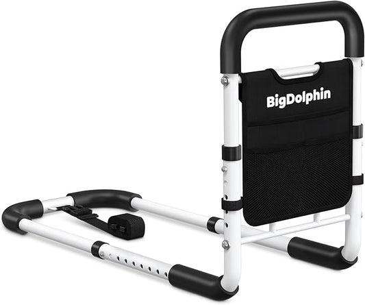 Bed Rails for Elderly Adults Safety 2026 Upgrade - ASTM Compliant Adjustable Bed Cane with Non-Slip Ergonomic Handle & Storage Pocket, Bed Railings for Seniors Support 350 LBS, Tool-Free