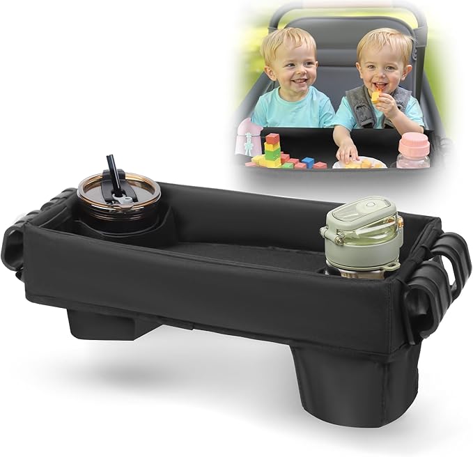 Stroller Snack Tray for Wonderfold Wagon W4 Series with Anti-Spill Cup Holders - Reinforced Frame Food Activity Tray, Waterproof Oxford Fabric,Stroller Attachment for Kids' Snacks & Drinks