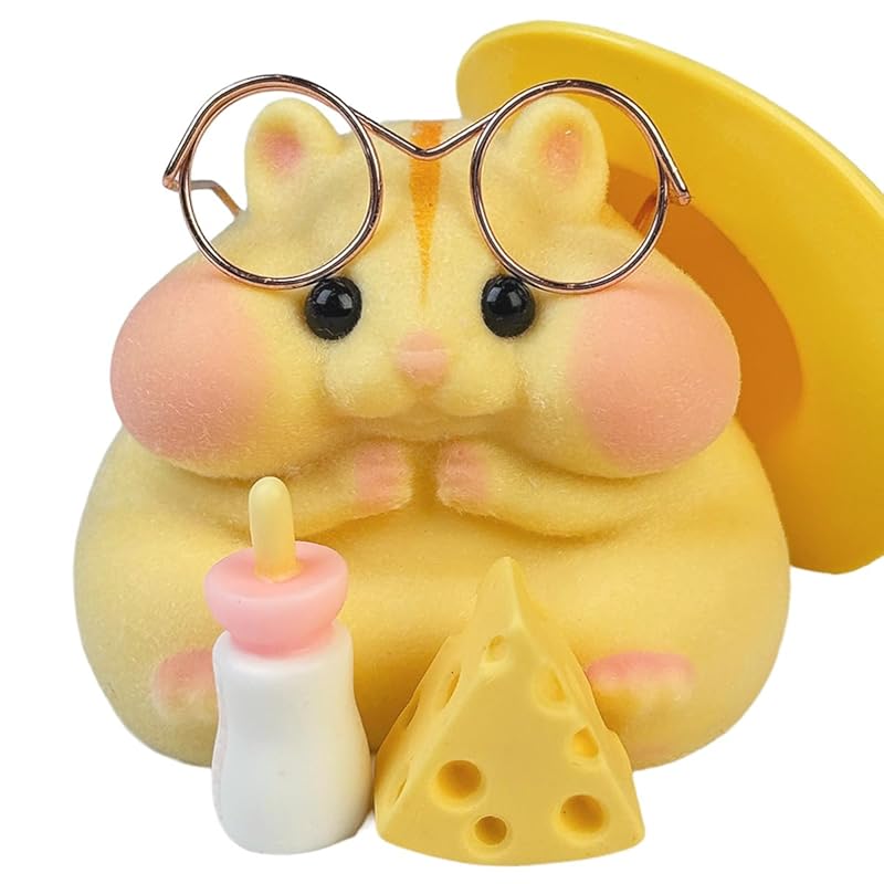 Handmade Taba Squishy Hamster Toy, Cute Squishy Hamster Fidget Toy, Realistic Hamster Toy, Soft Silicone Mochi Furry Toy, Stress Relief Gift for Adults & Kids, Sensory Anxiety Plushie (Yellow)