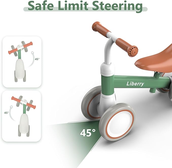 Liberry Baby Balance Bike for 1 Year Old Boys, 4 Wheels Toddler Balance Bike with Adjustable Seat, 12-24 Months Infant's First Birthday Gift (Green)