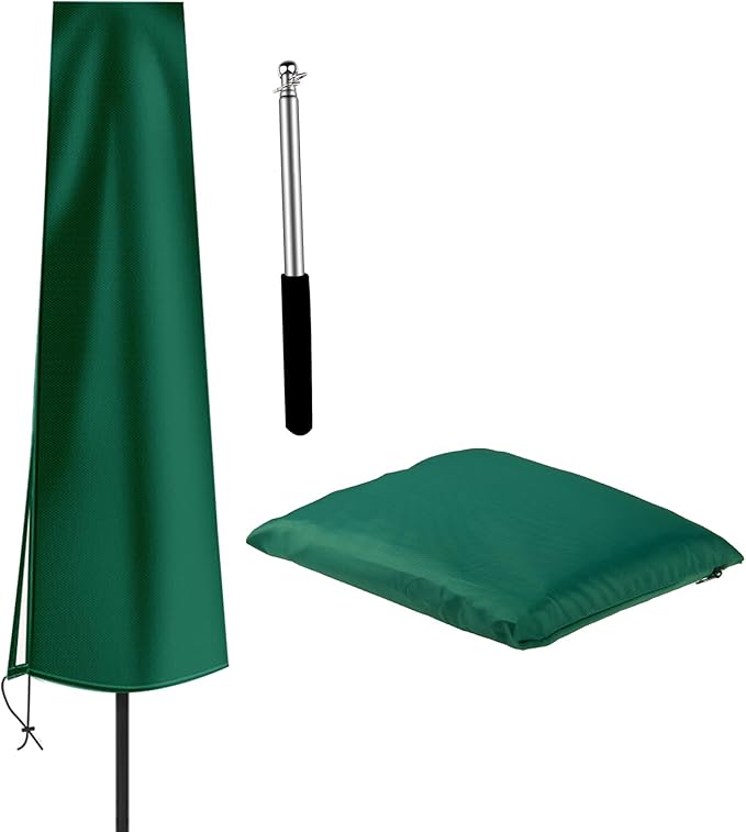 OKPOW Umbrella Covers for Outdoor Umbrellas - Small Patio Umbrella Cover for 6 ft to 9 ft Outdoor Table Umbrella - Waterproof Windproof Anti-UV Garden Parasol Covers, Green
