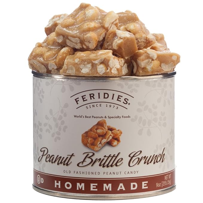 FERIDIES Peanut Sampler Gift Set with Salted Virginia Peanuts, Brittle, Honey Roasted, and 5 O'clock Crunch, 36 Oz 4 Piece Assortment