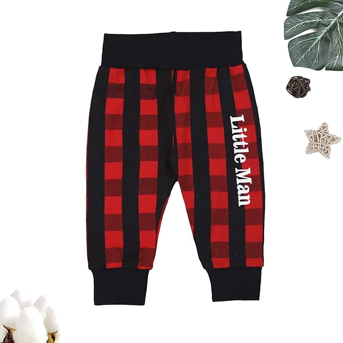 Fommy Newborn Baby Boy Clothes Plaid Letter Print Long Sleeve Hoodies + Long Pants 2PCS Fall Winter Outfits Set