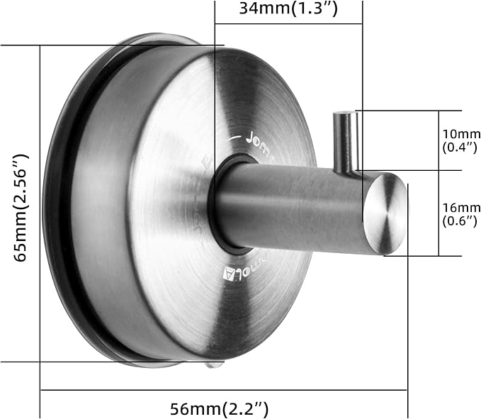 JOMOLA Suction Cup Shower Hooks for Hanging Towel Suction Hook for Inside Shower Stainless Steel Coat Hooks Wall Mounted Kitchen Utensil Stainless Steel, Brushed Finish, 4PCS