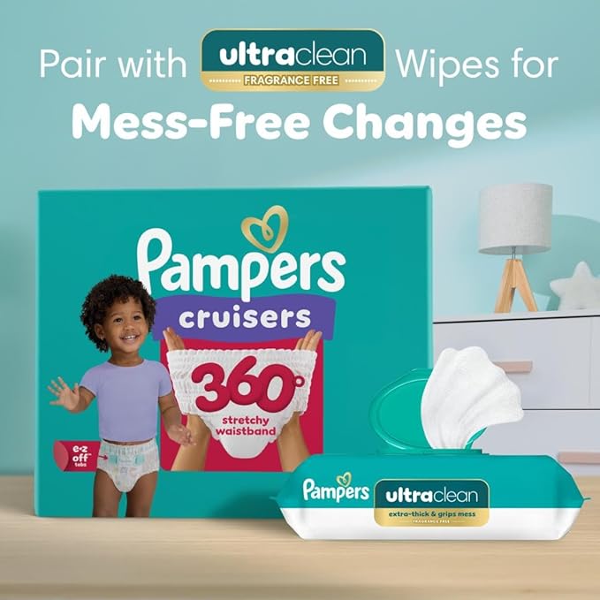 Pampers Diapers - Cruisers 360 - Size 4, 116 Count, Babyproof up to 100% Leakproof Pull-On Diaper