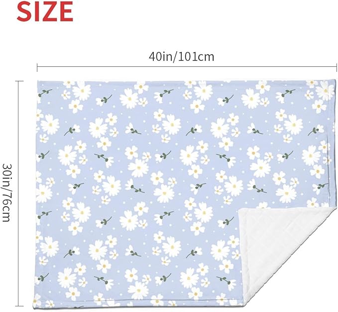 Baby Blanket Daisy Flower Purple Floral Spring for Boy Girl Newborn 30x40 Inch Toddler Infant Nursery Throw Blankets Double Layer Comfy Soft Plush Stroller Crib Quilt