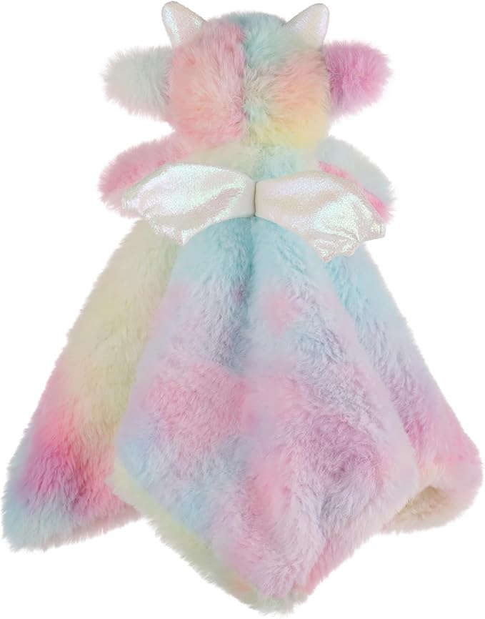 Apricot Lamb Stuffed Animals Colorful Dragon Blanket Infant Nursery Character Blanket Luxury Snuggler Plush Baby Lovey 13.8 Inches