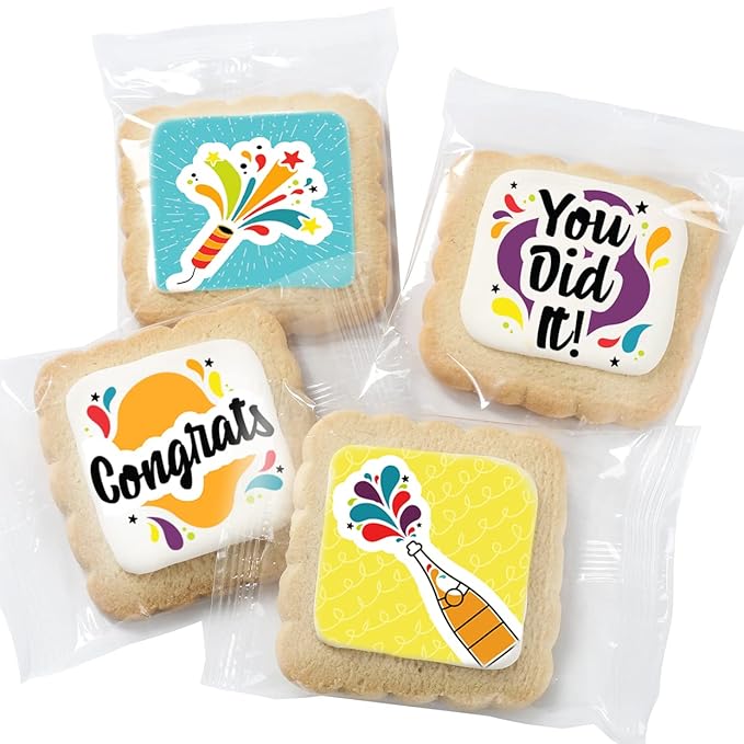 Congrats Gift Cookies Congratulations Gift Basket 4 Pack For Kids Men Women Graduation Friend New Job New House | Nut Free | Kosher
