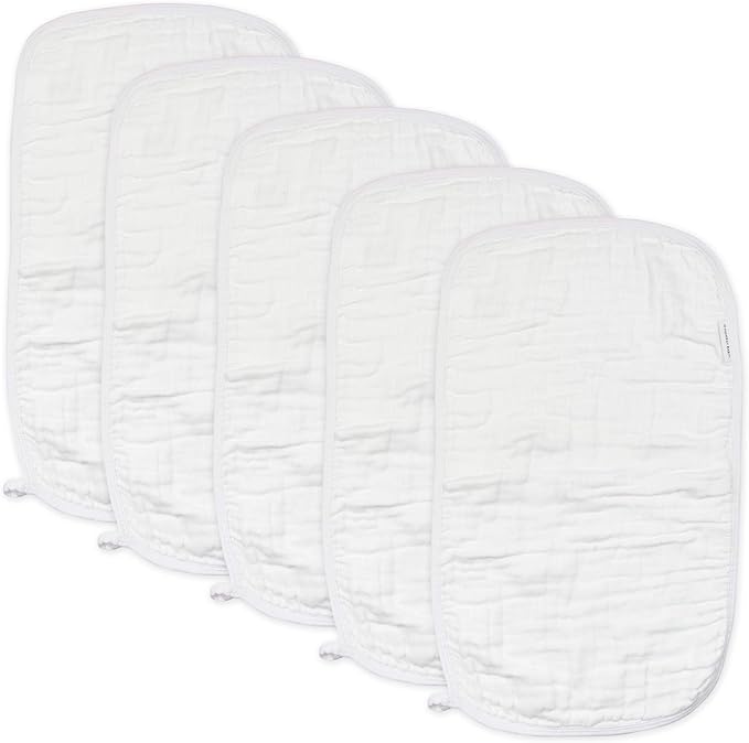 HonestBaby Baby Organic Cotton Multi-layer Burp Cloths Multipack, Bright White, One Size