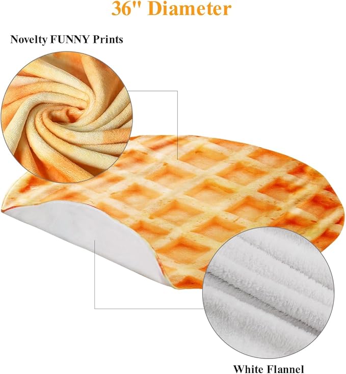 Waffle Blanket Baby for Boys Girls, Funny, Soft Flannel Swaddle for Birthday Gifts, Food Blanket for Newborn (36 inch, Yellow)