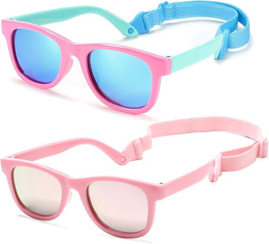 COASION Bendable Flexible Polarized Newborn Baby Sunglasses with Strap for Infant Boys Girls Age 0-12 Months CA8042