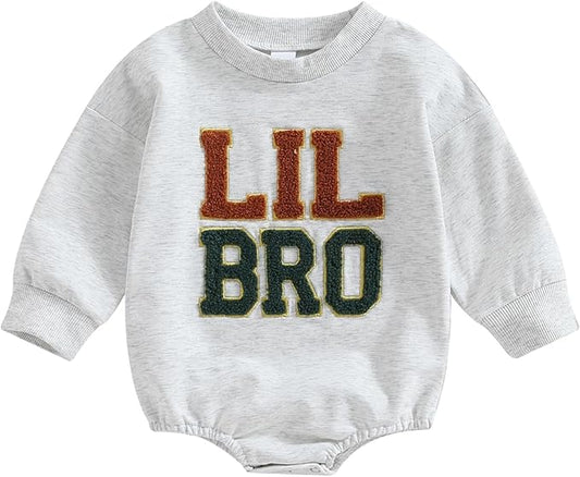 VISGOGO Infant Baby Boy Girls Big Lil Bro Big Lil Sis Matching Set Sweatshirt Romper Embroidery Sweater Toddler Clothes