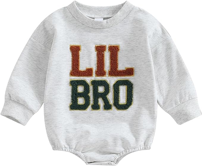 VISGOGO Infant Baby Boy Girls Big Lil Bro Big Lil Sis Matching Set Sweatshirt Romper Embroidery Sweater Toddler Clothes