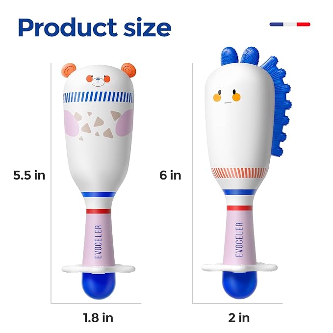 Evoceler Baby Toys, 2 Pac Bear Rattles & Shaker Toys with Teether, Sensory Toys for 0+M Babies, Soft Silicone BPA Free, Perfect Size for Grasp and Shake, Ideal Baby Boy Girl Toy Gift