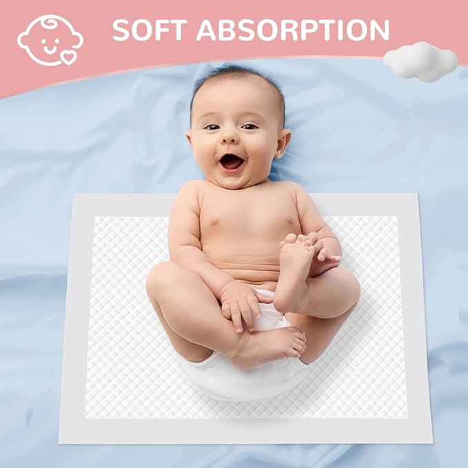 Disposable Changing Pads Liners 18"x26"(50pcs) Baby Pads, Hot Air Cotton Surface Pee Pads, Waterproof & Absorbent Diaper Changing Pads, Disposable Underpads for Baby, Toddler or Pet
