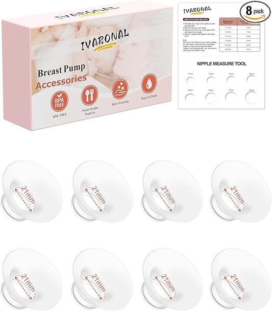 8pcs Flange Insert 21mm Compatible with Compatible with Momcozy M9/M6/M5/S12 Pro/V1 Pro/V2 Pro,for Spectra/Medela/MomMed/eufy/Lansinoh/Elvie Breast Pump,Replace for Momcozy Breast Pump Parts Shield