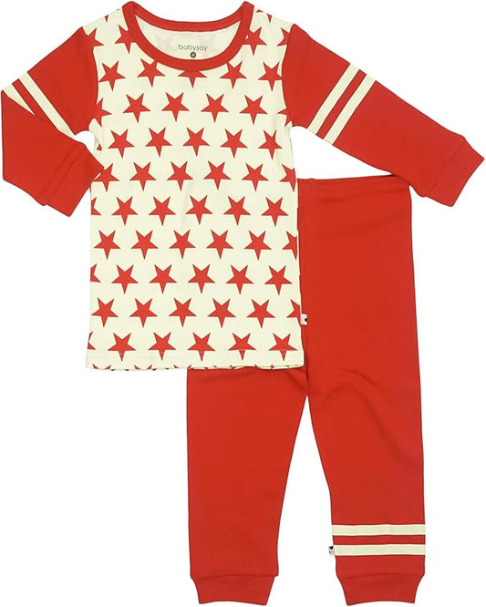 Babysoy Long Sleeve Unisex Lounge Set - Organic 2-Piece PJ Playwear Sets for Baby and Toddler