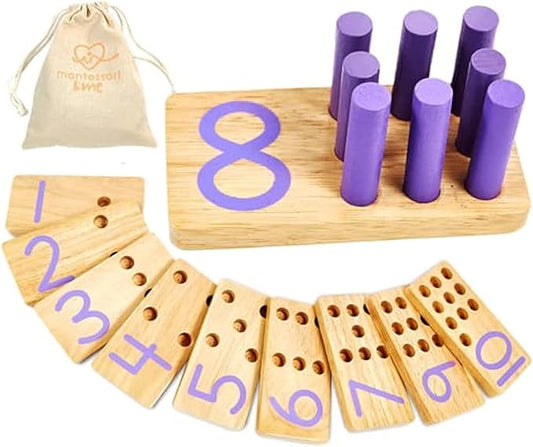 Counting Peg Board - Montessori Math and Numbers for Kids - Wooden Math Manipulatives Materials
