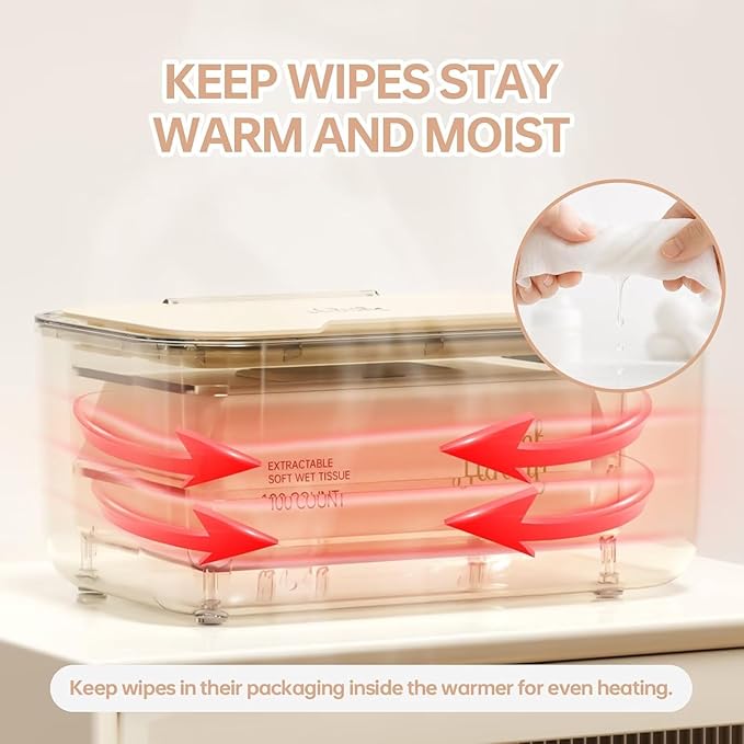 Baby Wipe Warmer, Wipe Warmer and Baby Wet Wipes Dispenser, 3 Mode Temp Control, Large Capacity, Evenly Overall Heating, Silence for Babies, Portable Diaper Wipe Warmer with Changing Light (Yellow)
