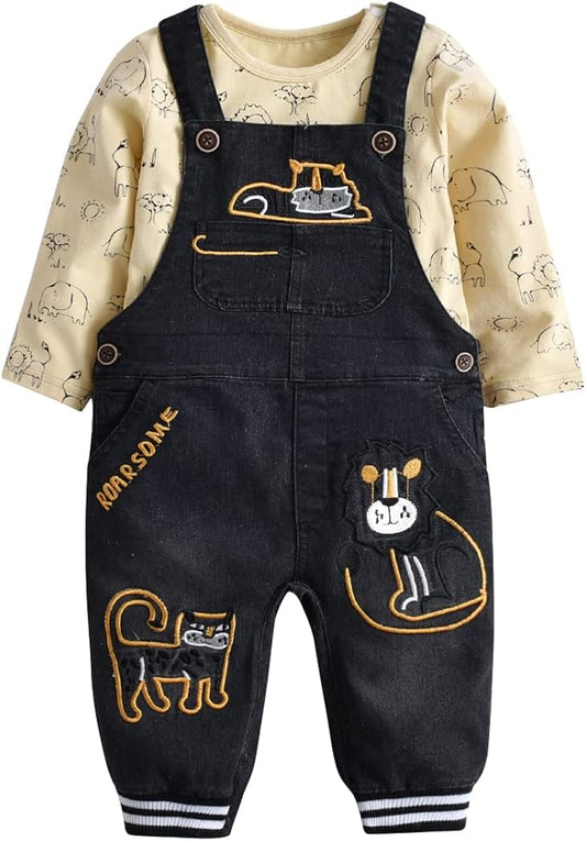 Cute Baby Boy Clothes Suit Toddler Boys' Striped long Sleeve T-Shirt+Denim Overalls Jumpsuit Pants Outfits Sets