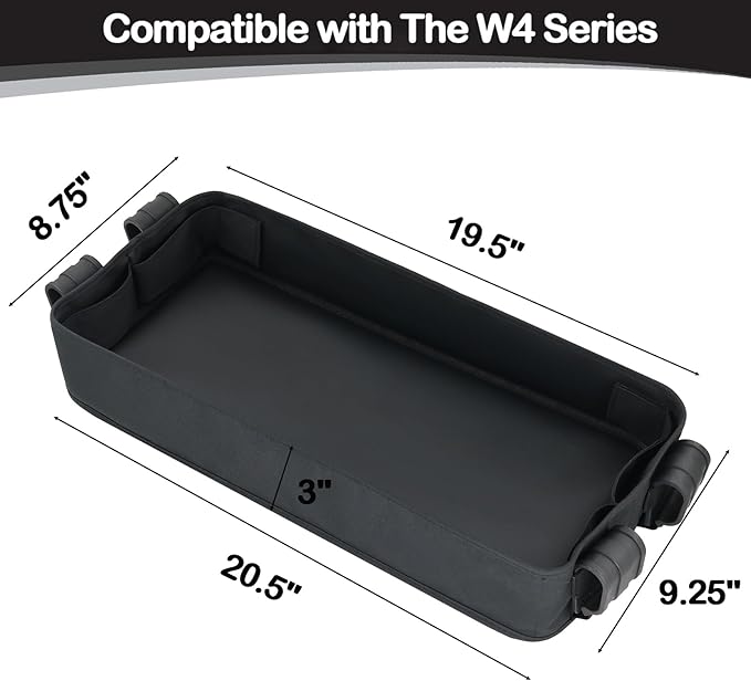 Stroller Snacks Tray for Wonderfold Wagon W Series Accessories Waterproof Kids Toy Placement Faux Leather Sides for Eating and 4 Kid’s Cup Holder (W4 Series)