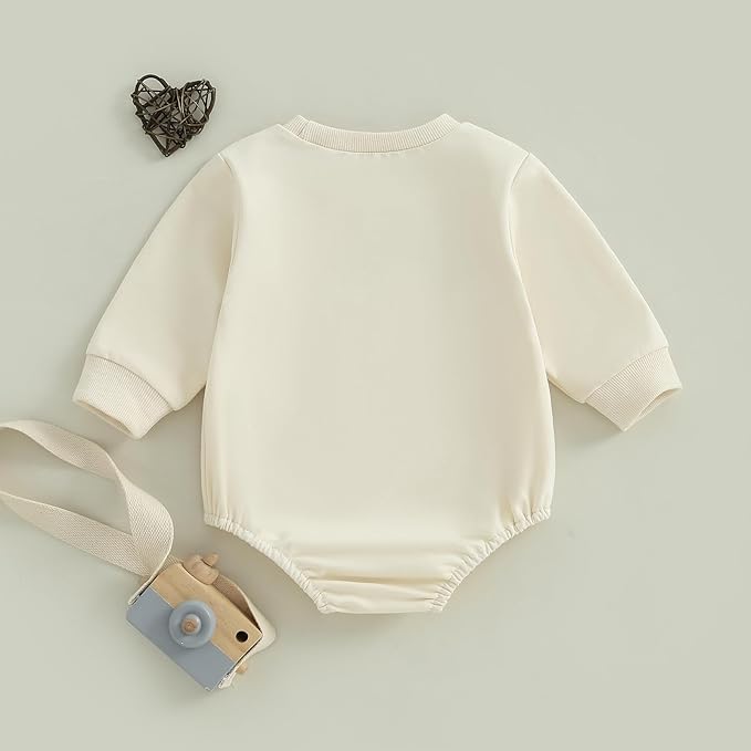 Kupretty Baby Boy Girl Sweatshirt Romper Cute Winter Fall Clothes Siblings Crew Neck Long Sleeve Bubble Infant Bodysuit