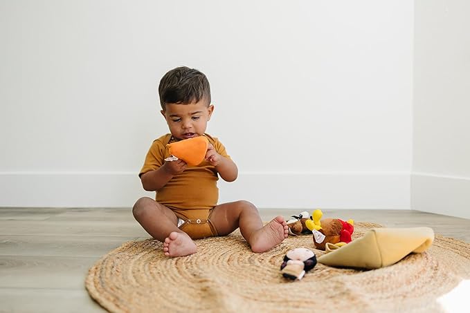 Genius Baby Toys The Original My Baby's First Thanksgiving Playset with Turkey, Teddy Bear, Pumpkin Pie, Native American Girl
