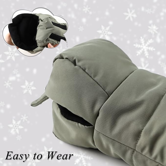 Zsedrut Stroller Gloves Universal Winter Anti-Freeze Stroller Mittens Water Repellent Hand Warmer Muff Fleece Lined,Winter Stroller Accessories (Army Green)