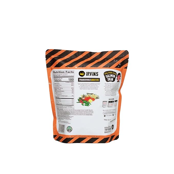 IRVINS Salted Egg Salmon Skin Chips Crisps | Premium Hand Cooked | Halal | High Protein | Keto-Friendly | 3.7 oz (Pack of 6)