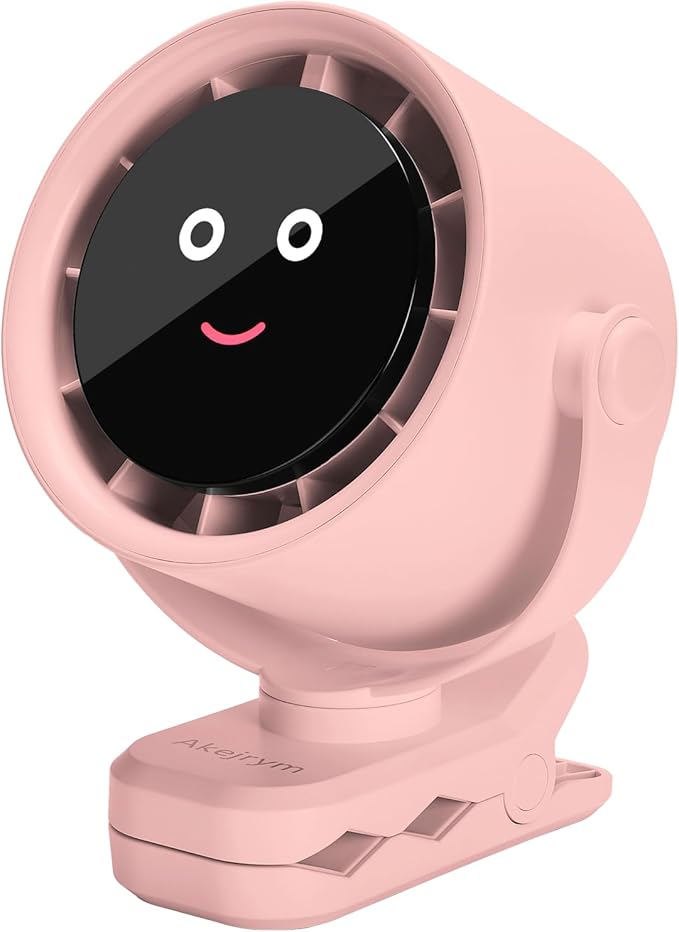 Clip on Fan for Bed, Portable Fan for Travel, Small Powerful 5 Speed Quiet 360° Rotate, Air Turbo Tech & Digital display, For Home Office Stroller Camping (Pink)
