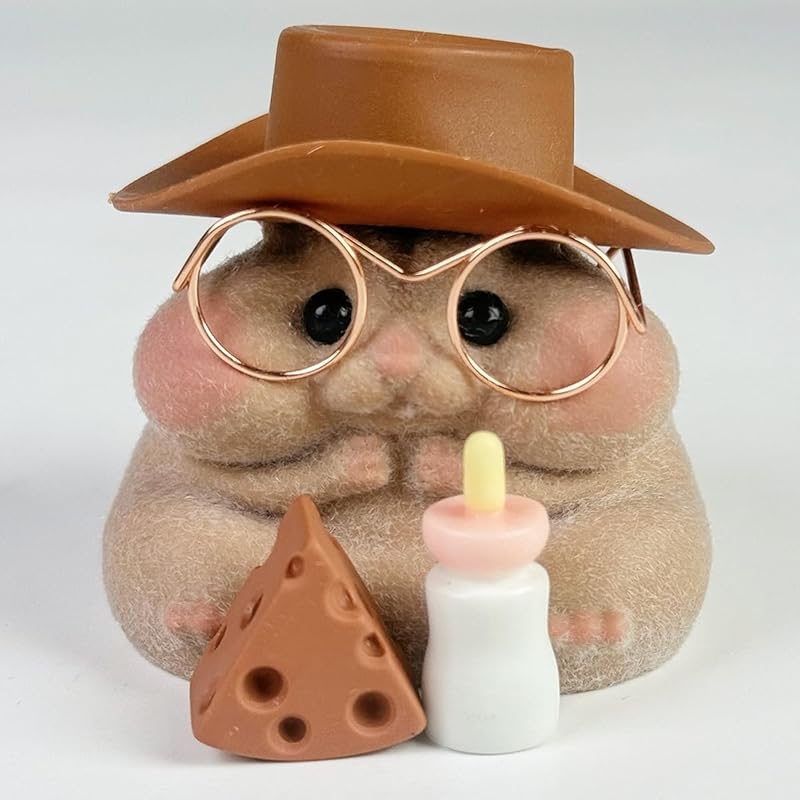 Handmade Taba Squishy Hamster Toy, Cute Squishy Hamster Fidget Toy, Realistic Hamster Toy, Soft Silicone Mochi Furry Toy, Stress Relief Gift for Adults & Kids, Sensory Anxiety Plushie(Brown)