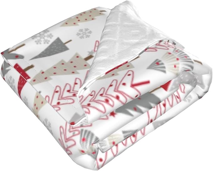 Baby Blanket Christmas Pine Tree White Winter for Boy Girl Newborn 30x40 Inch Toddler Infant Nursery Throw Blankets Double Layer Comfy Soft Plush Stroller Crib Quilt