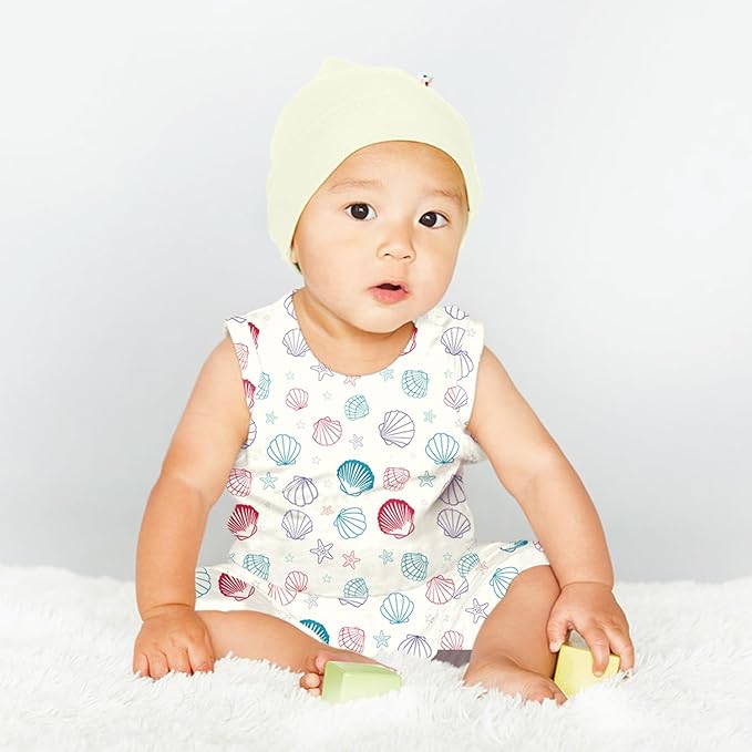 Babysoy Organic Pattern Print Tank Romper Shortall
