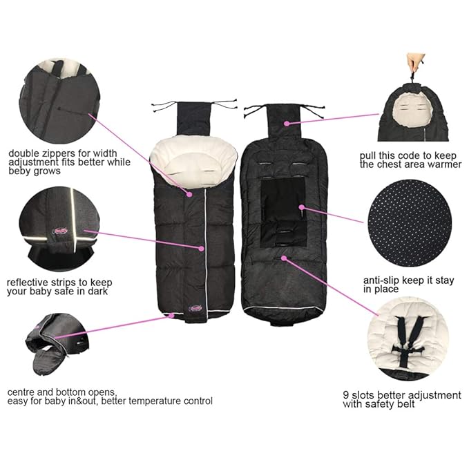 Waterproof Winter Universal Stroller Bunting Bag Toddler,Width Adjustable Stroller Blanket Fits Baby Growth