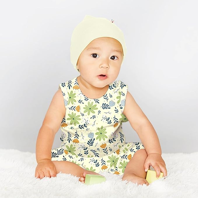 Babysoy Organic Pattern Print Tank Romper Shortall