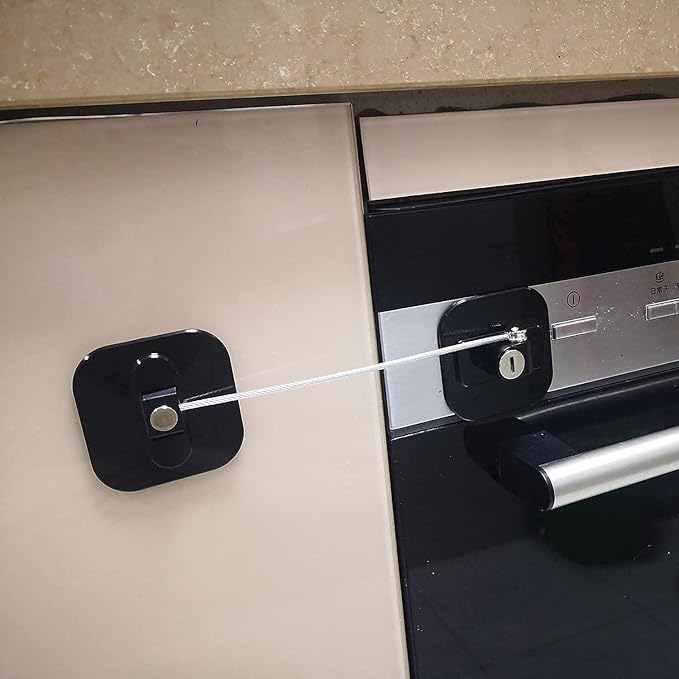 YEYA Upgraded Refrigerator Locks for Adults, Drawer Lock with Key, Cabinet Lock for Baby Proofing 2 Pack Black