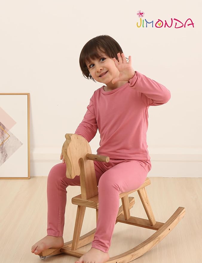 Jimonda Toddler Kids Girls Boys Pajamas Sets Soft Comfy Jammies Tencel Solid Raglan Sleepwear Pajamas Pjs 2pcs Set 18M-8Y