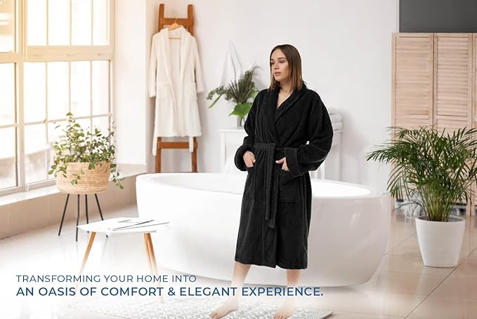 DAN RIVER Premium Cotton Terry Robes for Women and Men, Ultra Soft bathrobe with Adjustable Waist Belt and Pockets Pack of 1