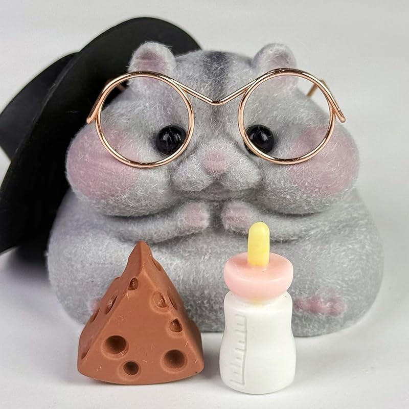 Handmade Taba Squishy Hamster Toy, Cute Squishy Hamster Fidget Toy, Realistic Hamster Toy, Soft Silicone Mochi Furry Toy, Stress Relief Gift for Adults & Kids, Sensory Anxiety Plushie (Gray)