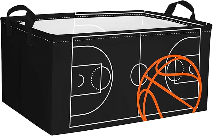 Basketball Shelf Basket, Kids Boys Ball Storage Basket Bins Box with Handles, Boys Sports Decor for Room Nursery 3 Pcs Set(Basketball)