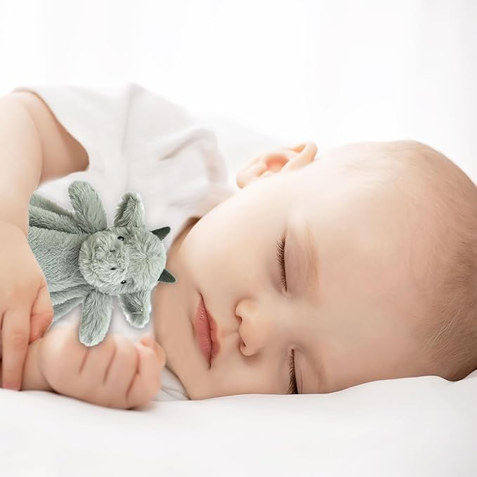 Baby Green Dragon Soft Stuffed Animal Security Blanket, Plush Dinosaur Character Lovey Blanket, Baby Shower/Nursery Gift, Newborn Infant Toddler Snuggle Blankie for Girls Boys, 14 Inches