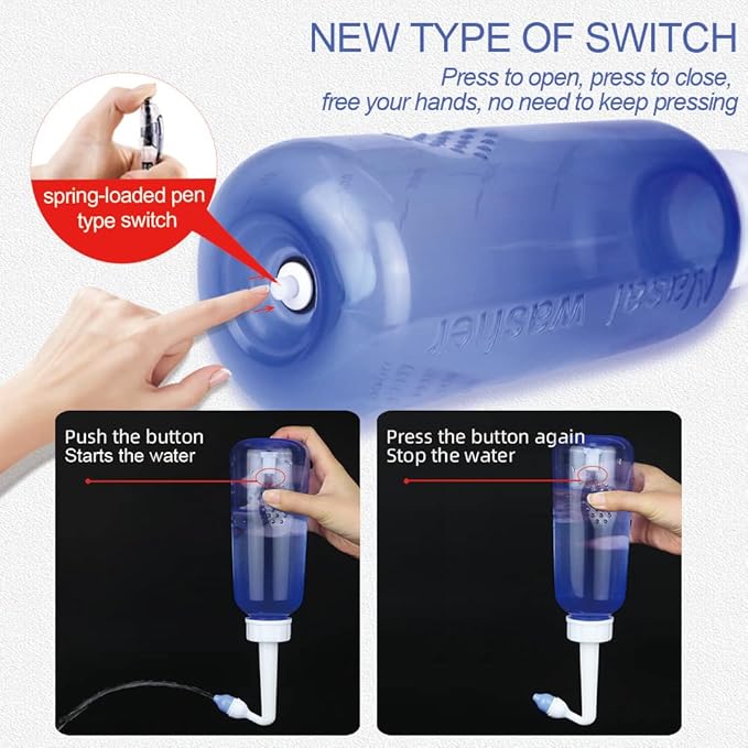 Nasal Irrigation System-300ml 10oz Nasal Wash Bottle Sinus Rinse Bpa-Free for Adult & Kid with 40 Nasal Wash Salt Packets