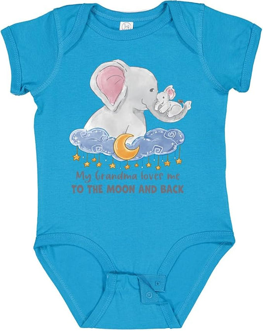 inktastic My Grandma Loves Me To the Moon and Back Elephant Family Baby Bodysuit