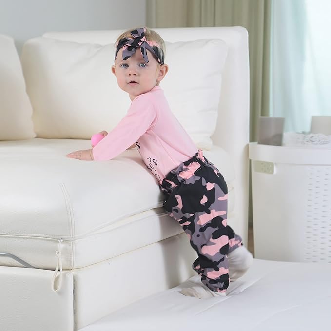 Renotemy Newborn Baby Girl Clothes Outfits Infant Romper Ruffle Floral Pants Cute Toddler Baby Girl Clothes Set