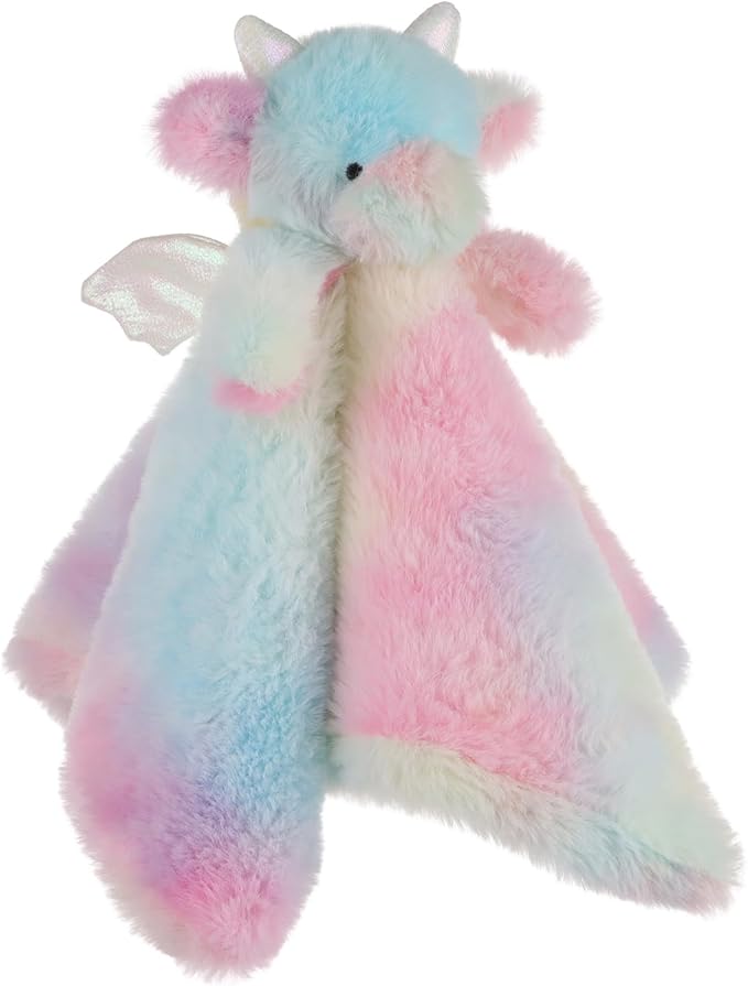 Apricot Lamb Stuffed Animals Colorful Dragon Blanket Infant Nursery Character Blanket Luxury Snuggler Plush Baby Lovey 13.8 Inches