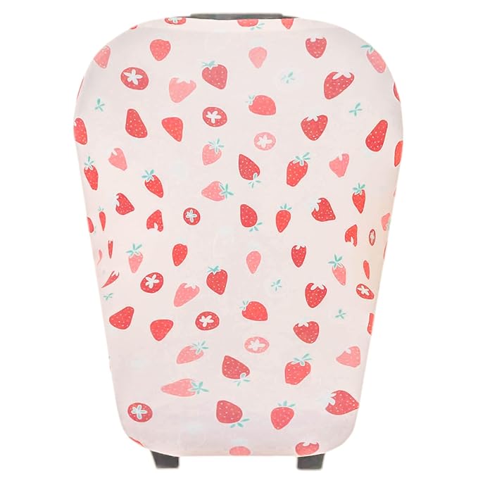 Copper Pearl Multi-Use Cover: Car Seat Covers, Nursing Cover, and Stroller Cover for Sun - Stretchy Fabric, All-Season Use, Stylish Designs, Easy Access for Moms - Strawberry