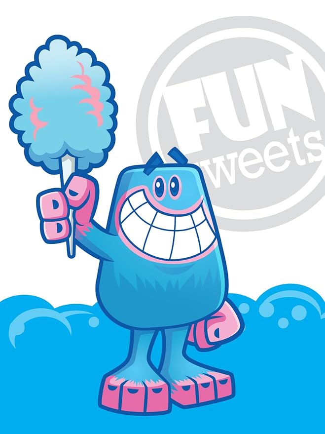 Fun Sweets Cotton Candy 12-Pack - Blue Raspberry and Cherry Swirl 1.5 oz Tub Resealable - Individual Cotton Candy Tubs Great for Easter Basket Candies or Party Favors - Bulk CottonCandy Individual Tubs