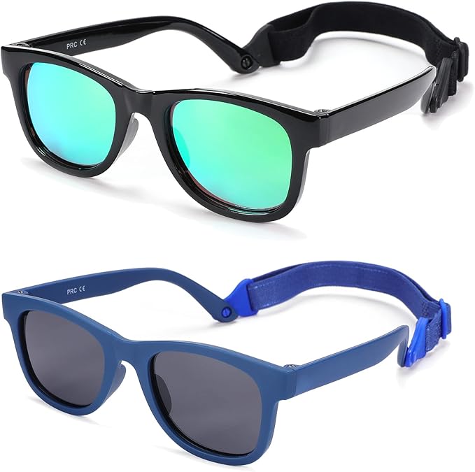 COASION Bendable Flexible Polarized Newborn Baby Sunglasses with Strap for Infant Boys Girls Age 0-12 Months CA8042