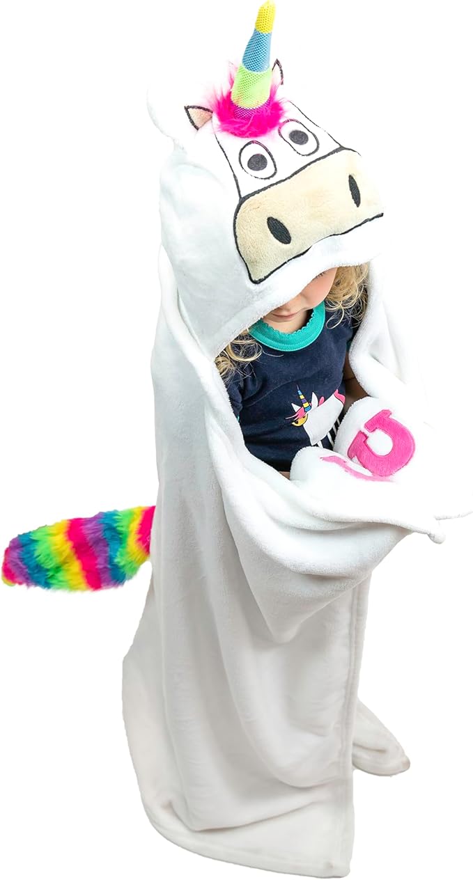 Lazy One Wearable Hooded Blanket for Kids, Animal Hooded Blanket (Unicorn)
